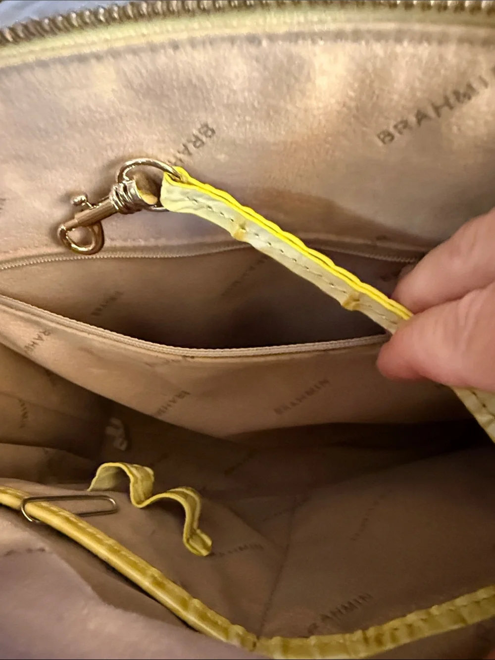Brahmin Lemon Croc-Embossed Leather Satchel